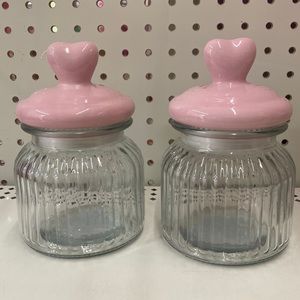 Set of 2 Pink heart canister